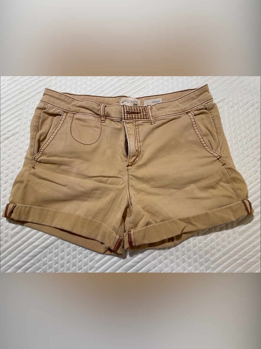 Anthropologie Tan Cuffed Cotton Bermuda Shorts